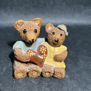VTG Hand Crafted Bears Couple With Heart By Wood World Inc. In Virginia